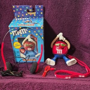 Vintage M&M'S Red Character Radio with Headphones Groovy Red Radio
